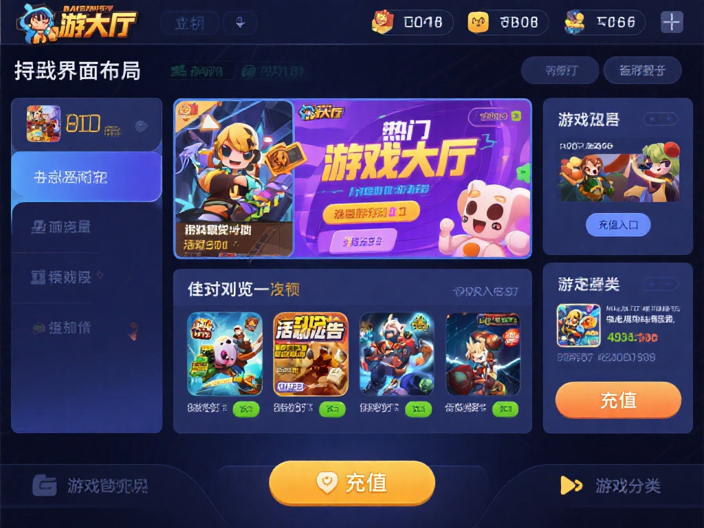 熟悉界面布局：游戏大厅通常会展示热门游戏、活动公告